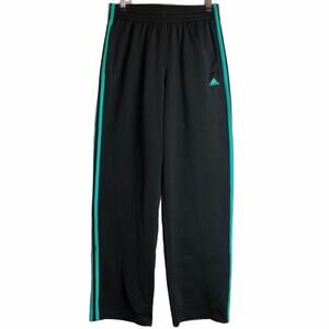 Adidas Track Jogger Pants 3 Stripe Black & Teal M - image 1